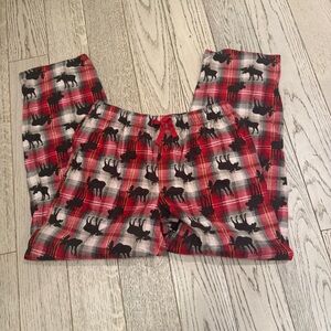 Vintage Boxer Joe Red Plaid Moose Pajama Pants Flannel Sleepwear Unisex Small
